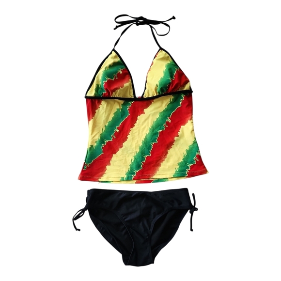 InGear Rasta Striped Tankini Swimsuit Set – Size Medium - Picture 2 of 7